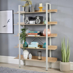 Home Source Urban Ladder 5 Tier Bookcase Shelving Storage Grey And Oak Effect - thumbnail 1