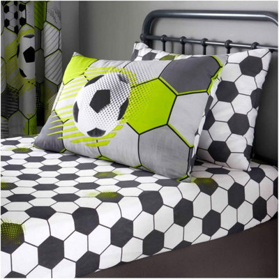 Gc Gaveno Cavailia Printed Kids Football Stamp Single Grey Fitted Sheet Soft & Cosy Premium Bed Sheets For Children - image 1