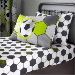 Gc Gaveno Cavailia Printed Kids Football Stamp Single Grey Fitted Sheet Soft & Cosy Premium Bed Sheets For Children - thumbnail 1
