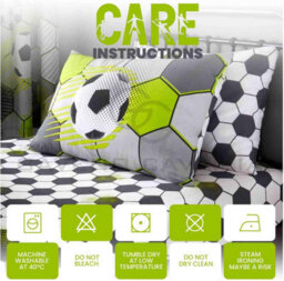 Gc Gaveno Cavailia Printed Kids Football Stamp Single Grey Fitted Sheet Soft & Cosy Premium Bed Sheets For Children - thumbnail 4