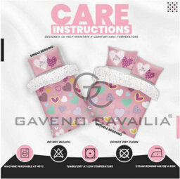 Gc Gaveno Cavailia Kids Printed Hearts Pink Single Duvet Cover With Matching Pillowcase Bedding Set - thumbnail 4