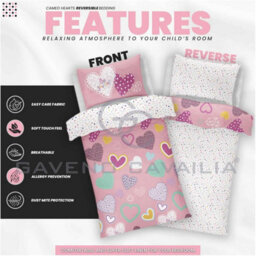 Gc Gaveno Cavailia Kids Printed Hearts Pink Single Duvet Cover With Matching Pillowcase Bedding Set - thumbnail 3