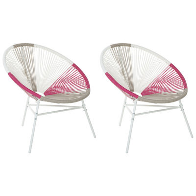 Beliani Set Of 2 Garden Chairs Acapulco Pe Rattan Fuchsia Pink - image 1