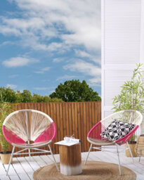 Beliani Set Of 2 Garden Chairs Acapulco Pe Rattan Fuchsia Pink - thumbnail 2