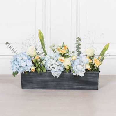 Meadow Rectangular Roll Top Dark Metal 54Cm Planter - image 1