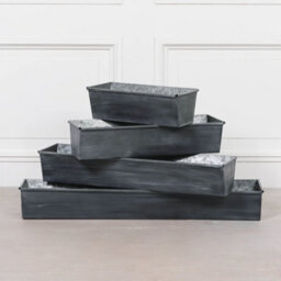 Meadow Rectangular Roll Top Dark Metal 54Cm Planter - thumbnail 3