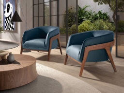 Angel Cerda Petrol Blue Leather Armchair With Armrests - thumbnail 6