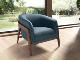 Angel Cerda Petrol Blue Leather Armchair With Armrests - thumbnail 3