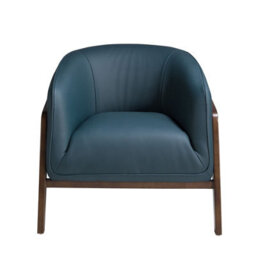 Angel Cerda Petrol Blue Leather Armchair With Armrests - thumbnail 2