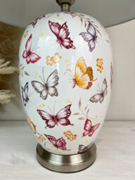 Downton Interiors Pink Butterfly Ceramic Table Lamp With Pleated Shade - thumbnail 3