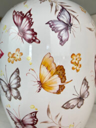 Downton Interiors Pink Butterfly Ceramic Table Lamp With Pleated Shade - thumbnail 4