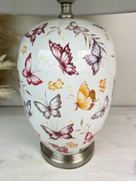 Downton Interiors Pink Butterfly Ceramic Table Lamp With Pleated Shade - thumbnail 2
