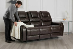 Black Faux Leather  3 + 2 Seater Manual Recliner Sofa Set Ravenna - thumbnail 6
