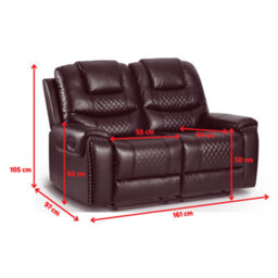 Black Faux Leather  3 + 2 Seater Manual Recliner Sofa Set Ravenna - thumbnail 8