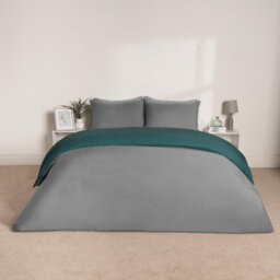 Ohs Reversible Duvet Cover Pillowcase Bedding Set, Teal Grey- Single - thumbnail 5