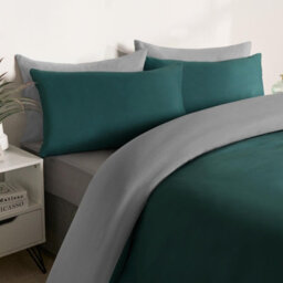 Ohs Reversible Duvet Cover Pillowcase Bedding Set, Teal Grey- Single - thumbnail 3
