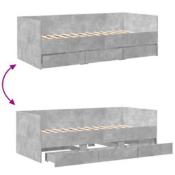 Berkfield Daybed With Drawers Without Mattress Concrete Grey 90X190 Cm Single - thumbnail 8