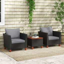 Costway 3 Pieces Patio Furniture Set Garden Pe Rattan Chairs Conversation Set W/ Storage Table - thumbnail 1