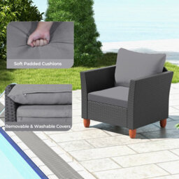 Costway 3 Pieces Patio Furniture Set Garden Pe Rattan Chairs Conversation Set W/ Storage Table - thumbnail 4