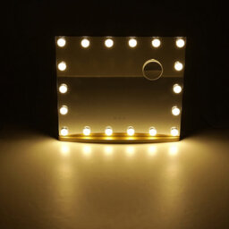 Living And Home Gold Hollywood Rectangle Metal Makeup Mirror With 18 Led Bulbs Touch Control Dimmable 58Cm (W) X 48.5Cm (H) - thumbnail 3