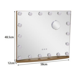 Living And Home Gold Hollywood Rectangle Metal Makeup Mirror With 18 Led Bulbs Touch Control Dimmable 58Cm (W) X 48.5Cm (H) - thumbnail 6