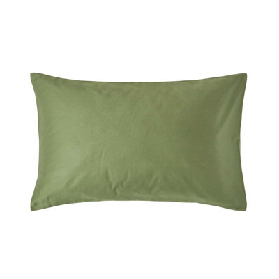 Homescapes Moss Green Organic Cotton Housewife Pillowcase 400 Tc, Standard - image 1