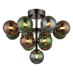 Luminosa Lighting Luminosa Grappy Globe Ceiling Light Gunmetal Balls Colorful Glass Shade 13X G9 - thumbnail 1