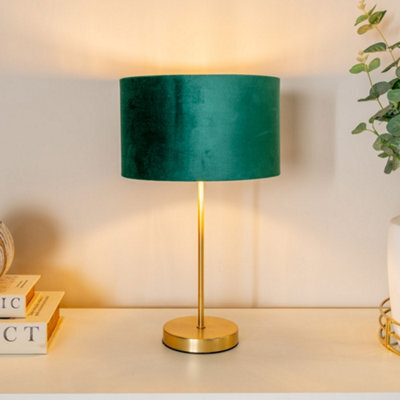 Valuelights Charles Gold Table Lamp With Metallic & Green Velvet Shade - image 1