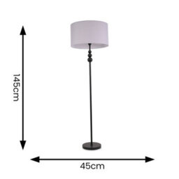 Valuelights Marissa Matt Black Stacked Ball Floor Lamp With Grey Drum Shade - thumbnail 4