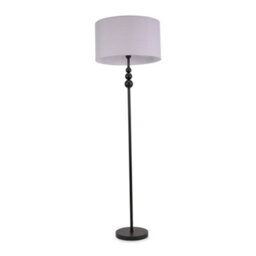 Valuelights Marissa Matt Black Stacked Ball Floor Lamp With Grey Drum Shade - thumbnail 2