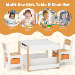 Gainoom Kids Natural Table & Chairs Set 4 In 1 Toddler Activity Table Playroom - thumbnail 9