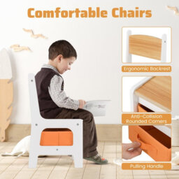 Gainoom Kids Natural Table & Chairs Set 4 In 1 Toddler Activity Table Playroom - thumbnail 8