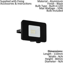 Adjustable Ip65 Outdoor Black Led Flood Light - 10W Porch Lamp - thumbnail 2