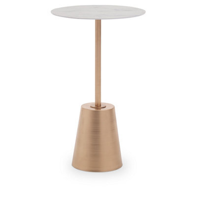 Orsina Avola White Marble Effect Top Gold Base Side Table - image 1