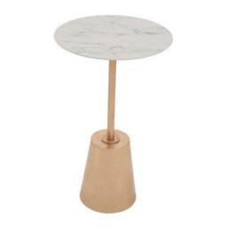 Orsina Avola White Marble Effect Top Gold Base Side Table - thumbnail 2