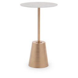 Orsina Avola White Marble Effect Top Gold Base Side Table - thumbnail 1