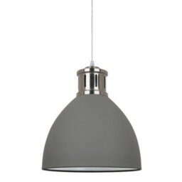 Luminosa Lighting Luminosa Industrial And Retro Hanging Pendant Grey Satin Nickel 1 Light With Grey Shade, E27