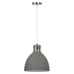 Luminosa Lighting Luminosa Industrial And Retro Hanging Pendant Grey Satin Nickel 1 Light  With Grey Shade, E27 - thumbnail 2