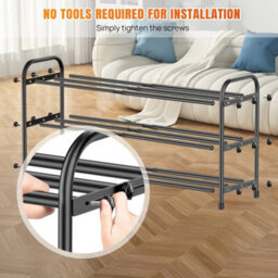3 Tier Metal Shoe Rack Stand 2 3 4 Tier Adjustable Expandable Organiser Shelves Storage - thumbnail 4