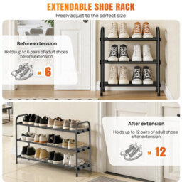 3 Tier Metal Shoe Rack Stand 2 3 4 Tier Adjustable Expandable Organiser Shelves Storage - thumbnail 5