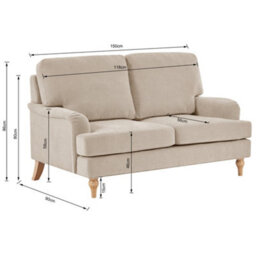 Furniture in Fashion Hampshire Fabric 2 Seater Sofa In Stone - thumbnail 6