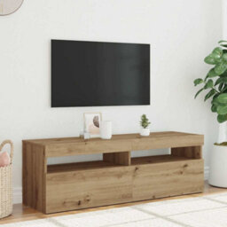 Walplus Tv Cabinet With Led Lights Artisan Oak 120X35X40 Cm Engineered Wood - thumbnail 4