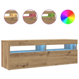 Walplus Tv Cabinet With Led Lights Artisan Oak 120X35X40 Cm Engineered Wood - thumbnail 2