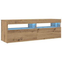Walplus Tv Cabinet With Led Lights Artisan Oak 120X35X40 Cm Engineered Wood - thumbnail 3
