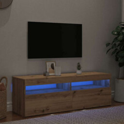 Walplus Tv Cabinet With Led Lights Artisan Oak 120X35X40 Cm Engineered Wood - thumbnail 1
