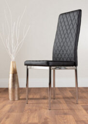 Furniturebox Uk Carson White Marble Effect Dining Table & 6 Black Milan Chrome Leg Chairs - thumbnail 9