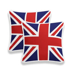 ARLinens Union Jack Cushion Covers Cotton Uk British Flag Square Cushion Case Pipeedge Zip Entry 18X18 - thumbnail 3