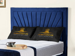 UKBEDFURNITURE Sunrise Blue Plush Valvet Upholstered Bed Frame - Slatted Base With 10 Inch Orthopedic Mattress - 48 Inch Headboard - thumbnail 2