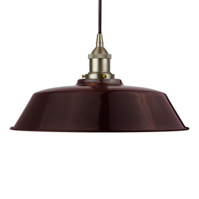Burgundy Red Chancery Painted Dome Pendant Light With Brushed Chrome Lamp Holder And Black Round Cable - Se Home - image 1