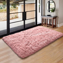 Oxford Homeware Shaggy Rug Anti-Slip Washable Soft Fluffy Living Room And Bedroom Rug (Pink, 60X110Cm) - thumbnail 6